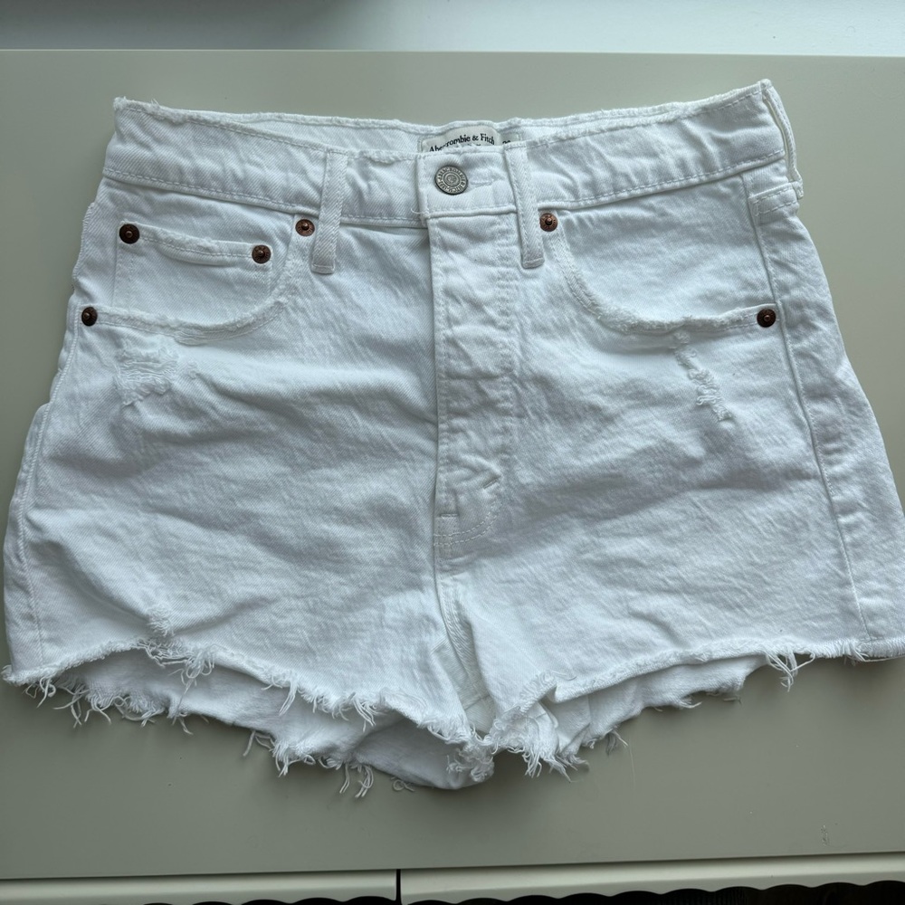 Abercrombie High Waisted White Jean Shorts